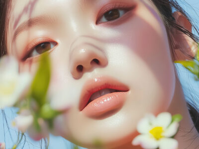 https://s.mj.run/lyD_W-PZO2s A photograph of an Asian woman with a soft, peach-toned makeup look, featuring glossy lips and delicate eyeshadow, set against the backdrop of a clear blue sky. She is surrounded by vibrant, blooming flowers, creating a fresh, spring-like atmosphere. The soft lighting accentuates her features, while the pastel color palette adds to the ethereal beauty of the scene. Captured using a Canon EOS R5 and a macro lens, resulting in sharp focus and detailed texture. --ar 3:4 --style raw --v 6.1 Job ID: fa0b4989-b639-4888-bb16-4b6eee85a2a2
